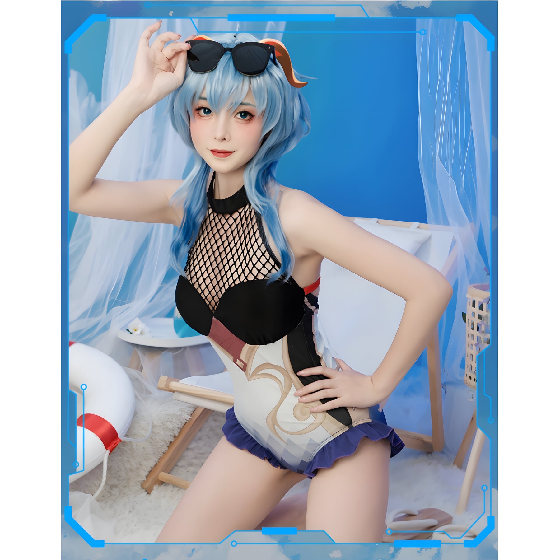 Ganyu Genshin impact costume Original God cos suit Wang Xiaomei fan swimsuit Ganyu cosplay costume anime game Coconut Sheep full set c suit female