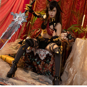 Genshin Impact Dixiya cos clothes Gold plated brigade Tehia black leather imperial sister cosplay game clothes female