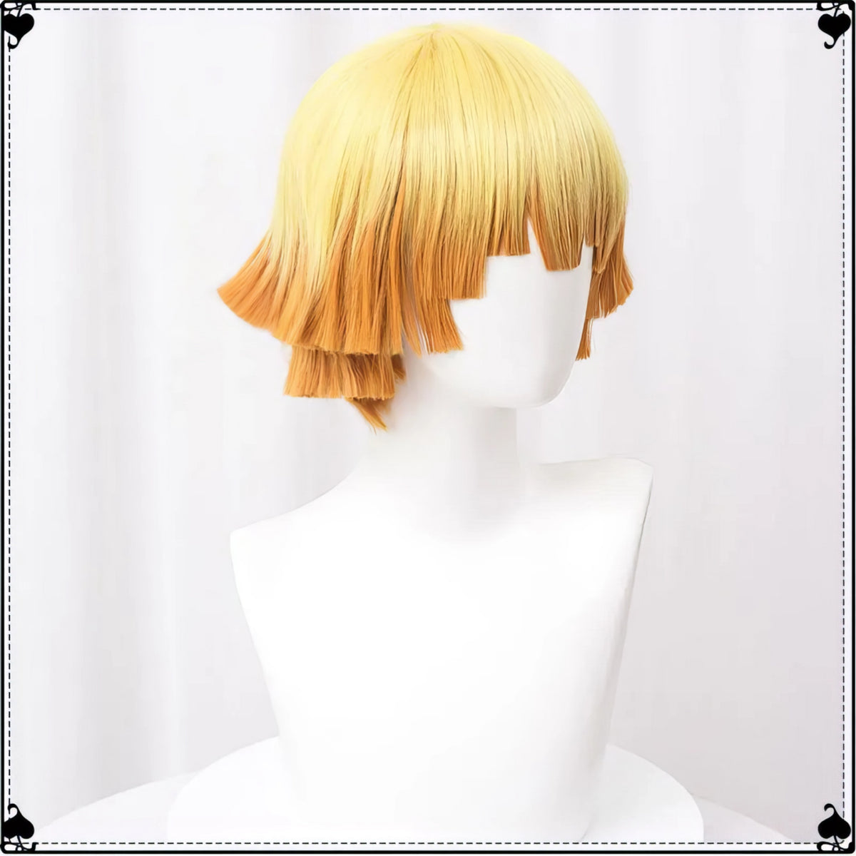 Zenitsu Agatsuma Short Hair Costume Set Demon Slayer Cosplay