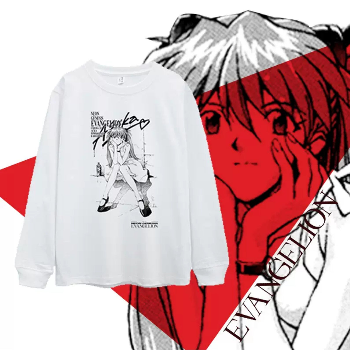 Retro Cotton EVA Asuka Long Sleeve T-shirt Anime Accessories