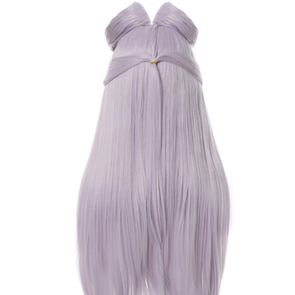 KDA Evelynn League of Legends Cos Clothing KDA Women's Widow Evelyn Cosplay Wig Light Purple Long Hair Double Wrap