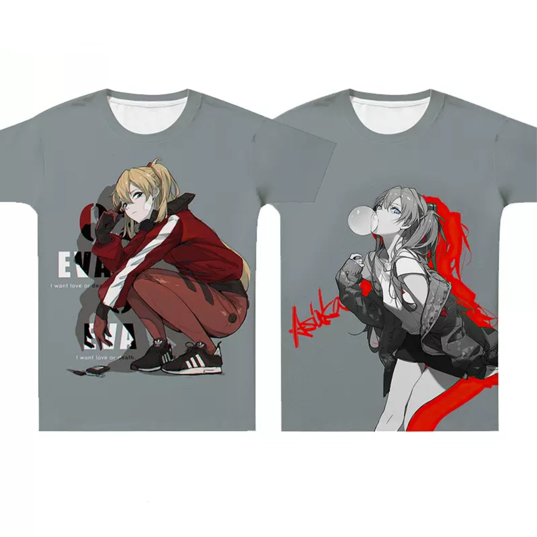 EVA Accessories Short Sleeve T-Shirts Clothes Neon Genesis Evangelion Asuka Anime Accessories