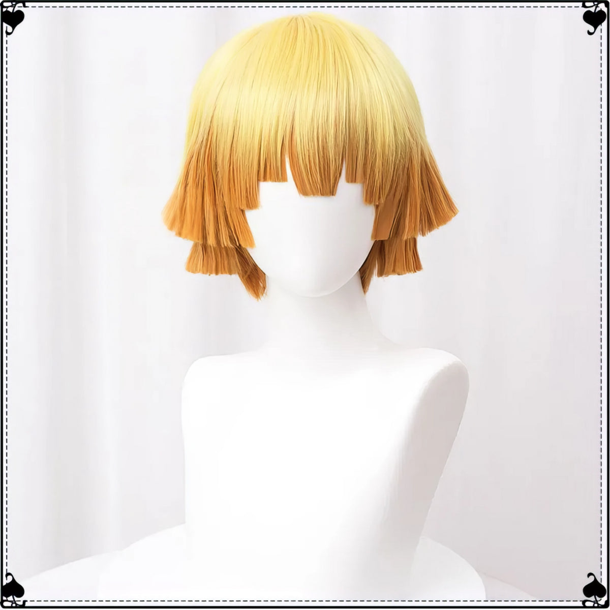 Zenitsu Agatsuma Short Hair Costume Set Demon Slayer Cosplay