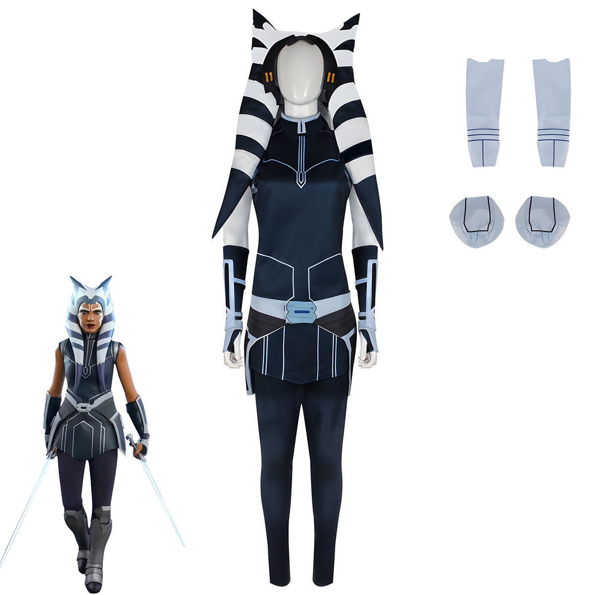 Ahsoka Tano Cosplay Star Wars: The Clone Wars Costume Set with Hat Party Chirstmas Halloween