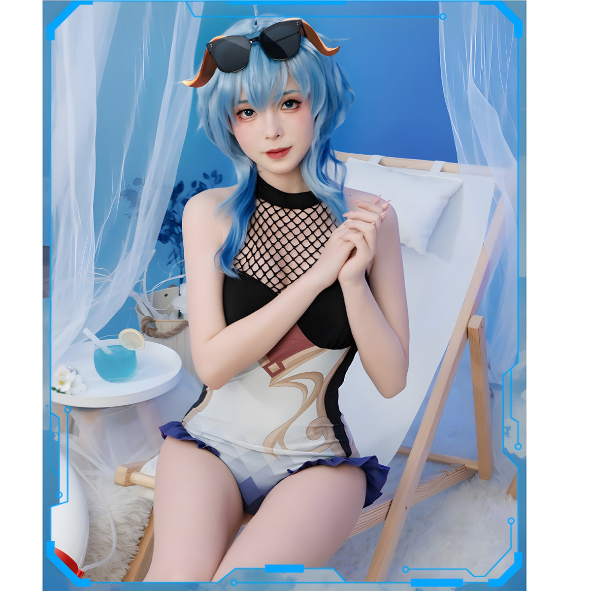 Ganyu Genshin impact costume Original God cos suit Wang Xiaomei fan swimsuit Ganyu cosplay costume anime game Coconut Sheep full set c suit female