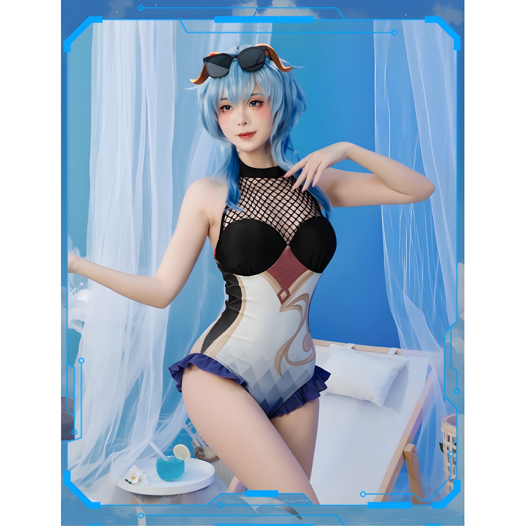 Ganyu Genshin impact costume Original God cos suit Wang Xiaomei fan swimsuit Ganyu cosplay costume anime game Coconut Sheep full set c suit female